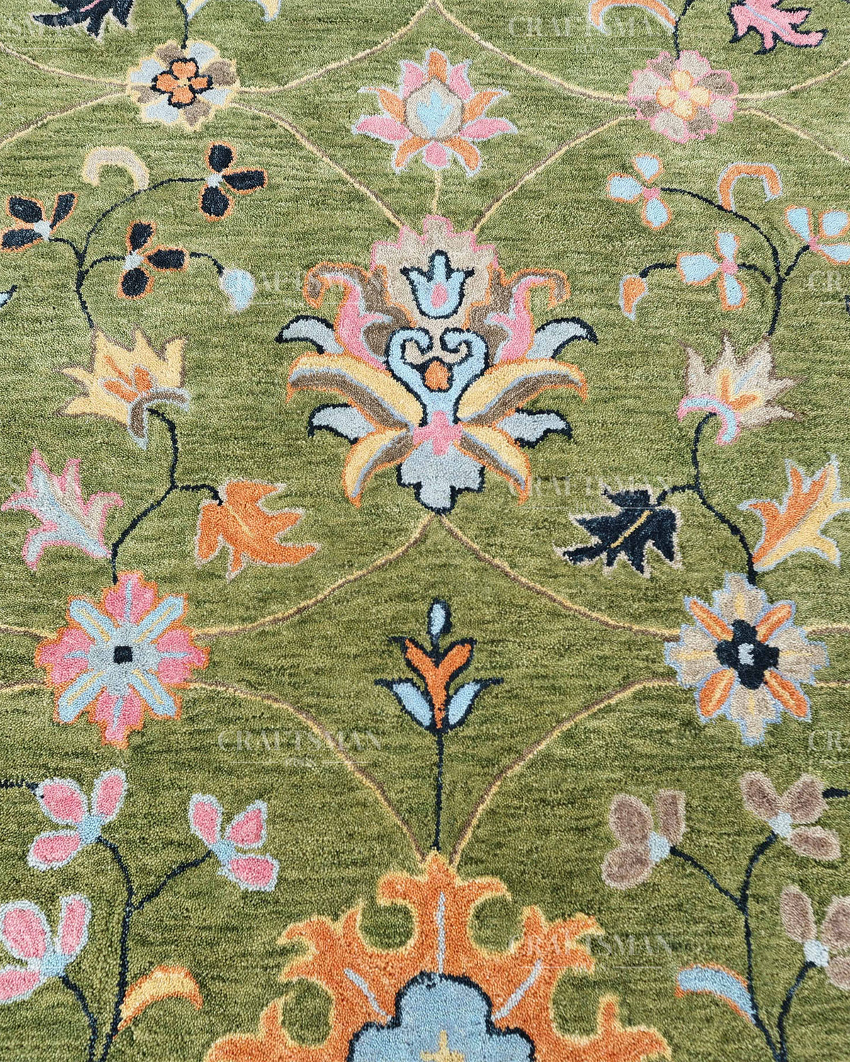 8x10 Feet Wool Hand-Tufted Rug | Vintage Floral Botanical Design | Craftsman Rugs Exclusive
