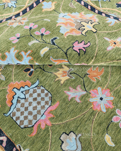 8x10 Feet Wool Hand-Tufted Rug | Vintage Floral Botanical Design | Craftsman Rugs Exclusive