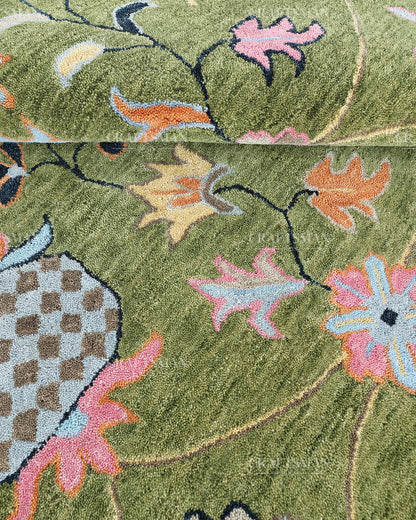 8x10 Feet Wool Hand-Tufted Rug | Vintage Floral Botanical Design | Craftsman Rugs Exclusive