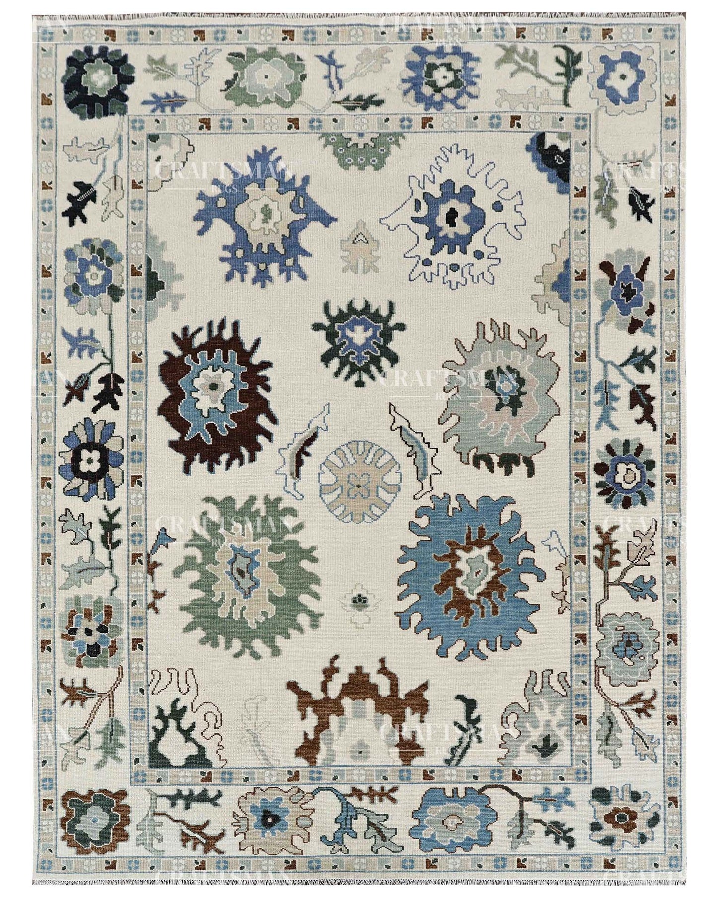 Tavra Wool Hand-Knotted Oushak-Inspired Rug