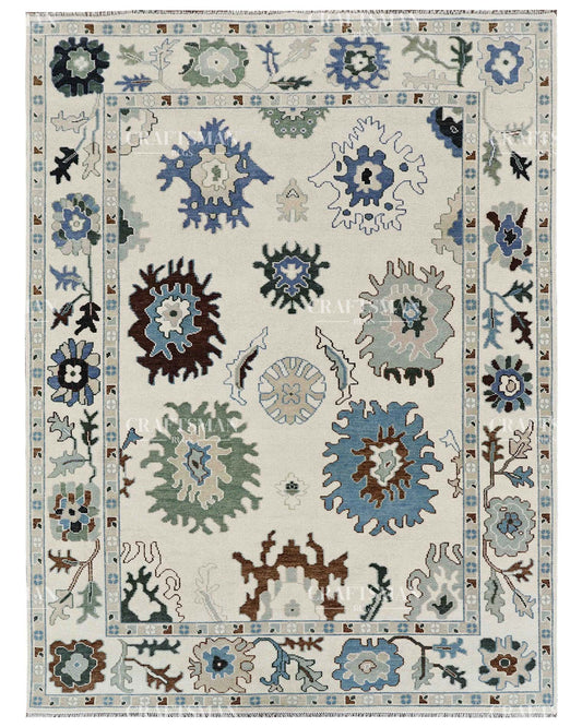 Tavra Wool Hand-Knotted Oushak-Inspired Rug