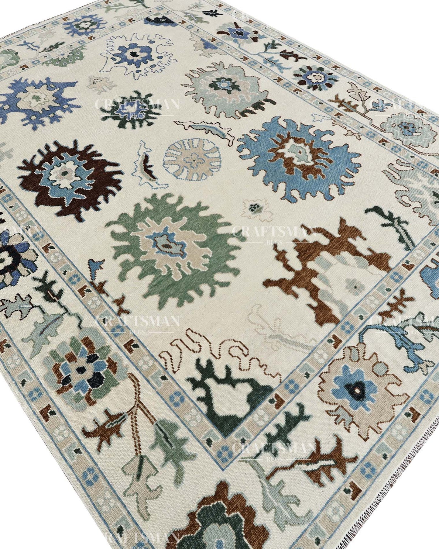 Tavra Wool Hand-Knotted Oushak-Inspired Rug