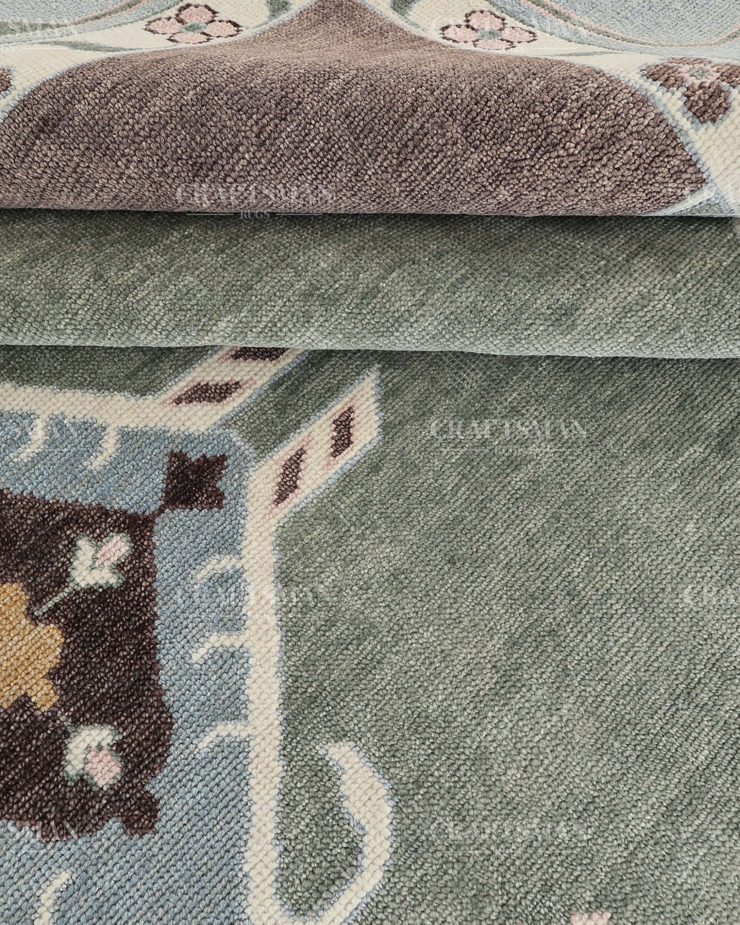 Hand Knotted Southwestern Wool Rug – Sage Green & Sky Blue Geometric Area Rug | Handmade Tribal Navajo Style Carpet