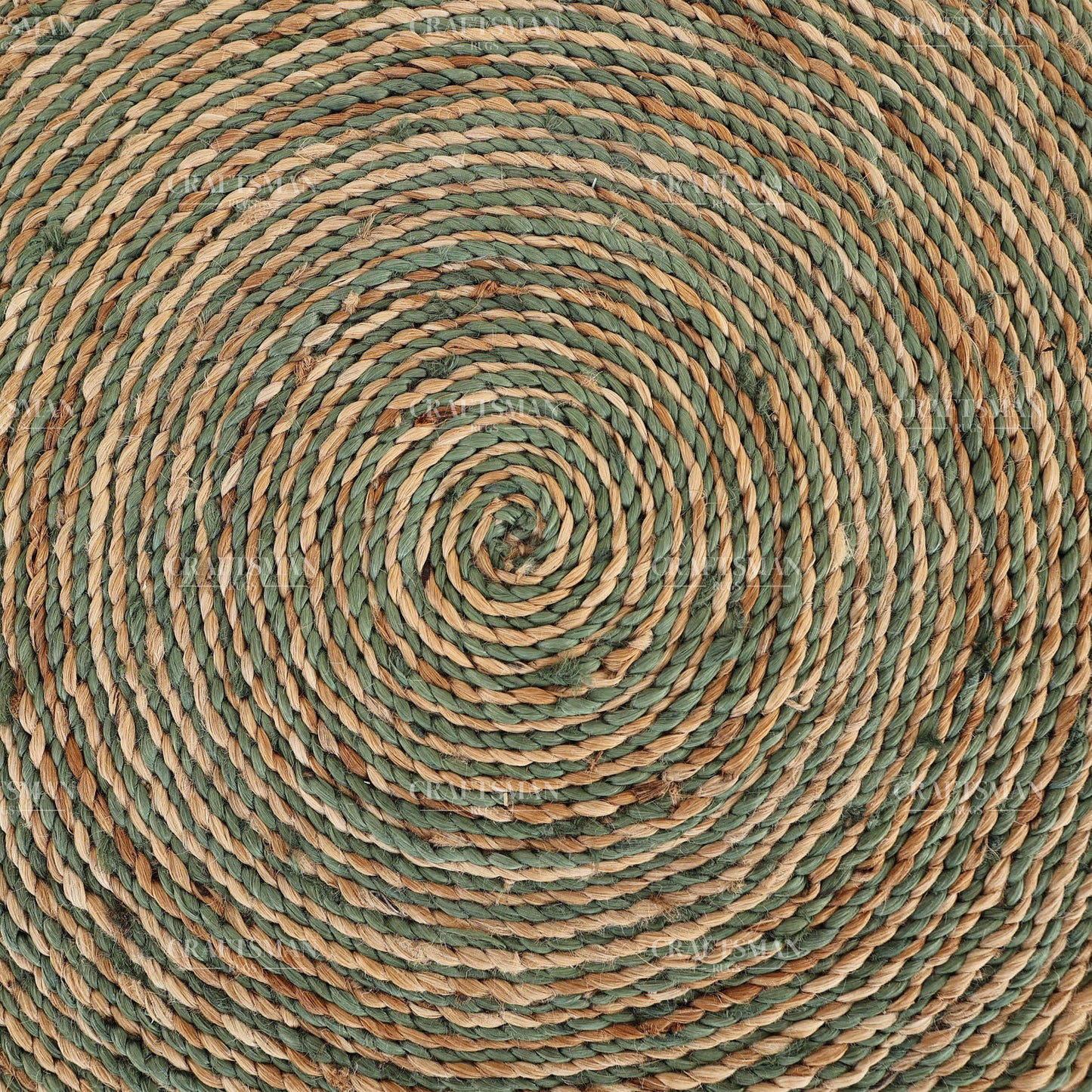 Verdara Round Jute Hand-Woven Natural Rug – Green Natural Braided Loop Border Boho Farmhouse Circle Area Carpet for Living Room Bedroom Entryway Patio Decor