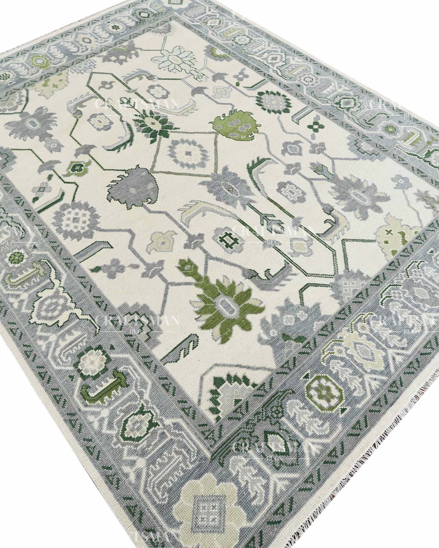 Fenvra Wool Hand-Knotted Oushak-Inspired Rug