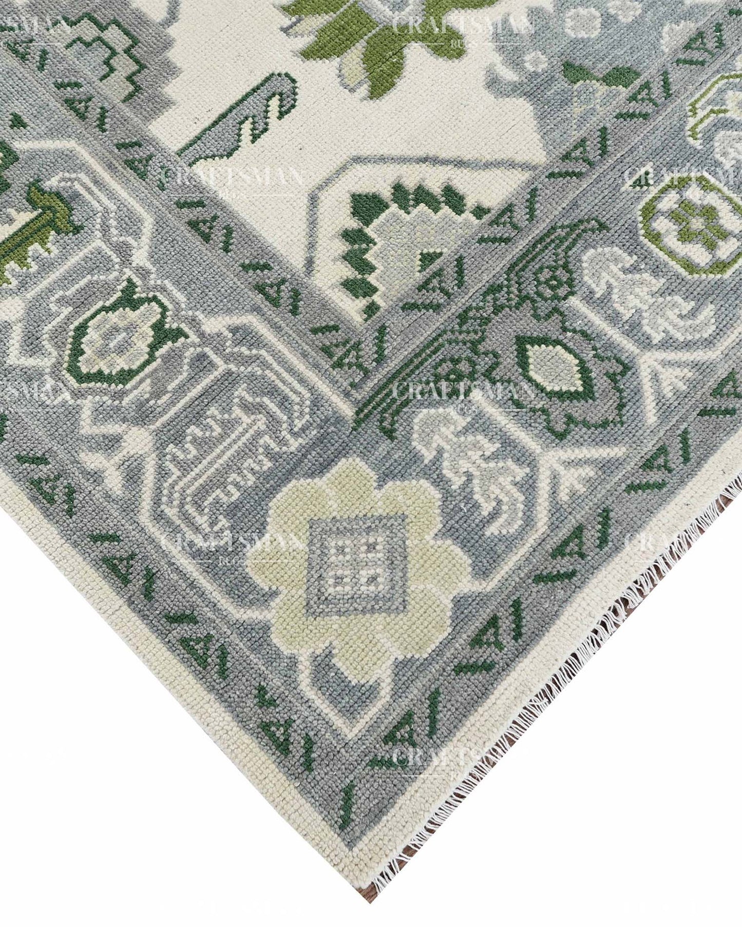 Fenvra Wool Hand-Knotted Oushak-Inspired Rug