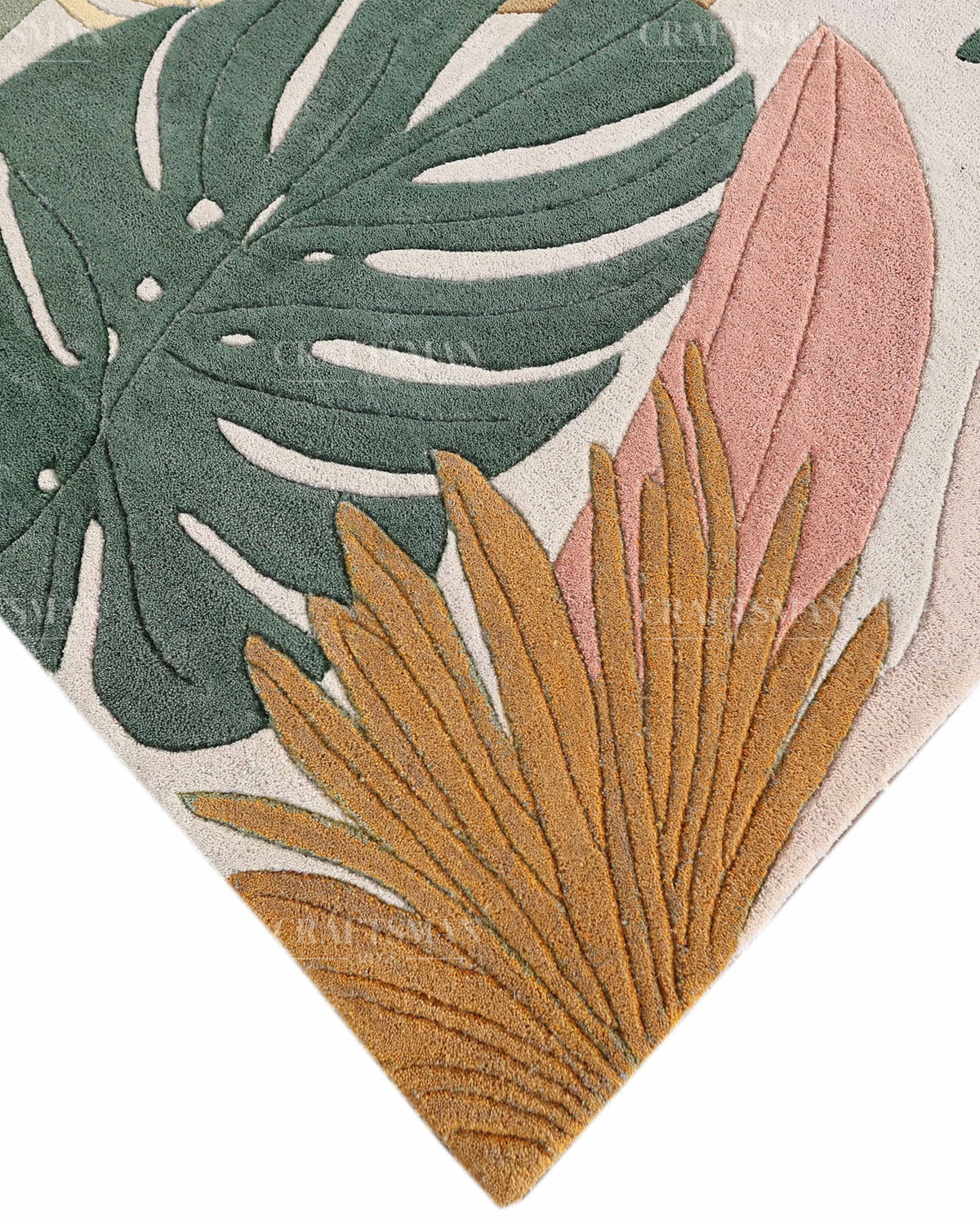 Modern Botanical Area Rug, Abstract Leaf Pattern Carpet, Sage Green Terracotta Pink Floral Rug, Contemporary Nature Inspired Home Decor