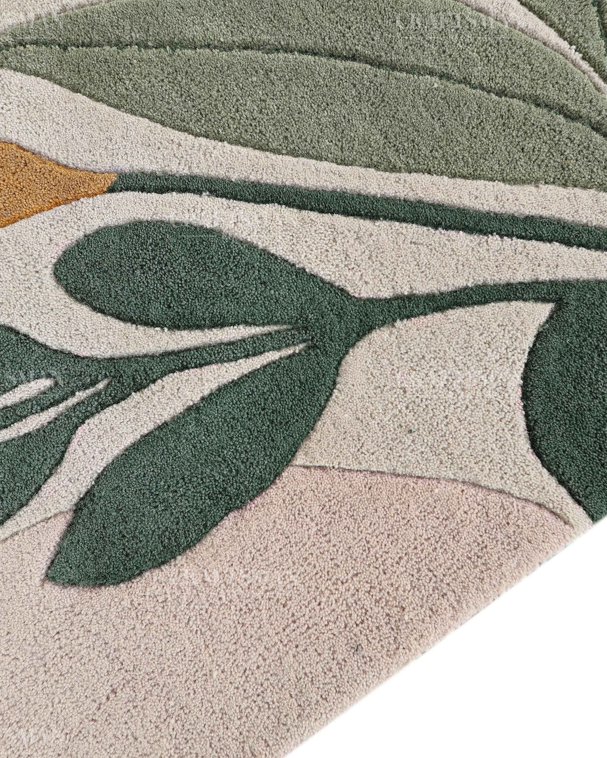 Modern Botanical Area Rug, Abstract Leaf Pattern Carpet, Sage Green Terracotta Pink Floral Rug, Contemporary Nature Inspired Home Decor