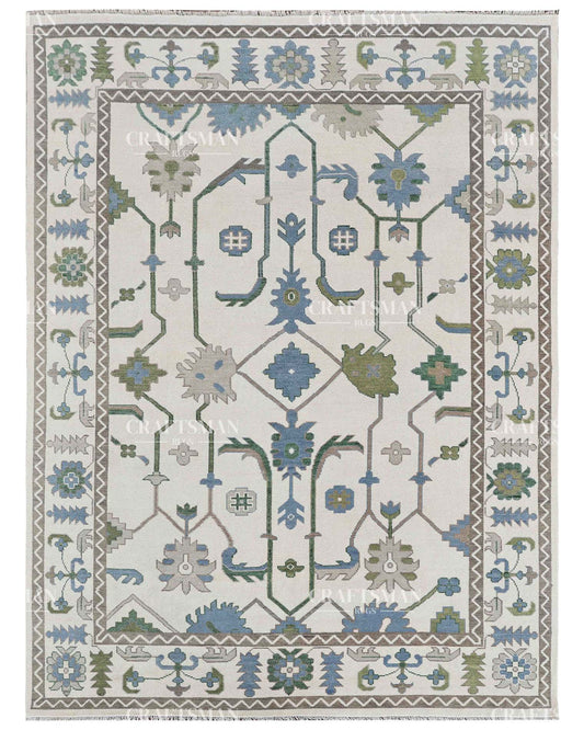 Veyrin Wool Hand-Knotted Oushak-Inspired Rug