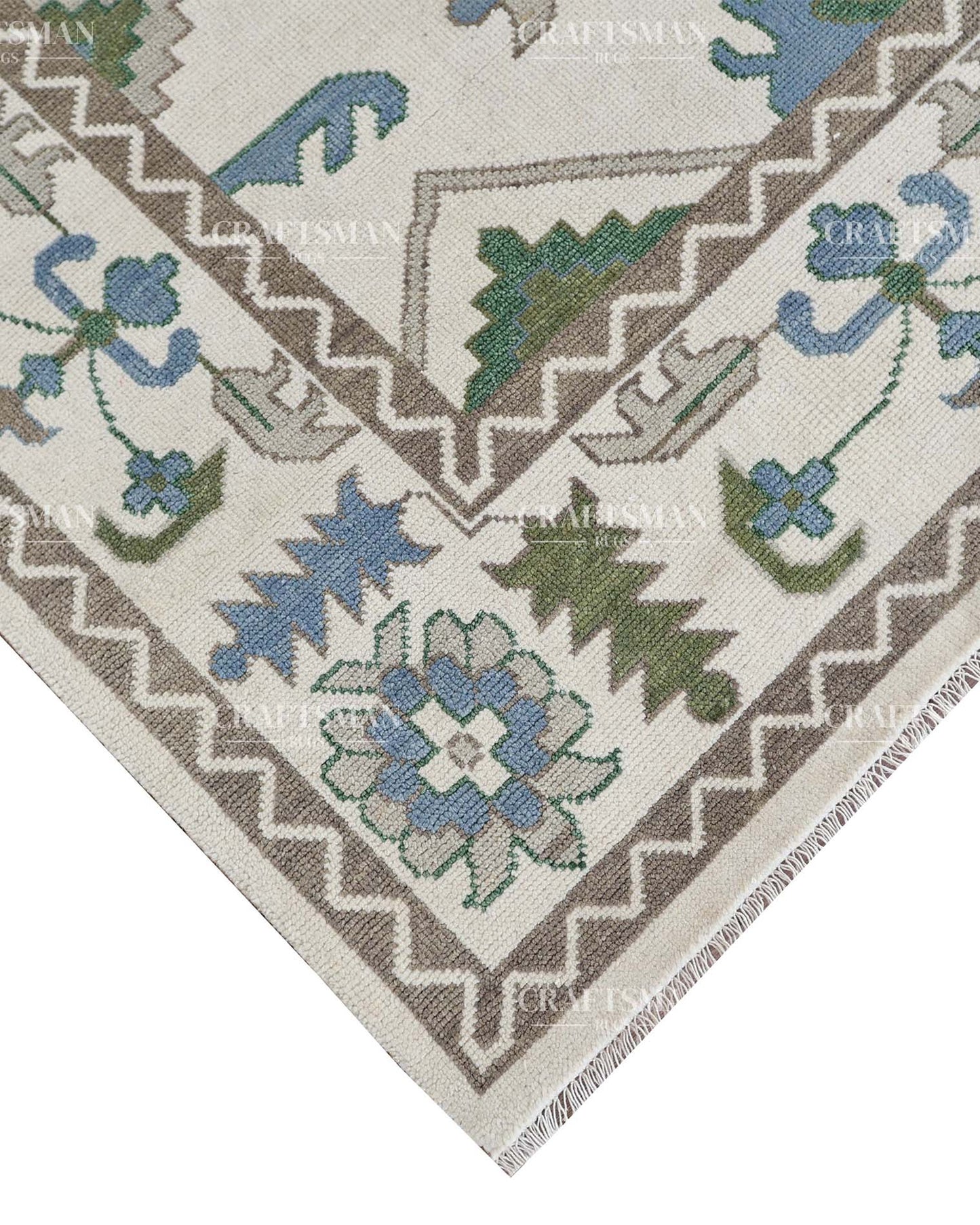Veyrin Wool Hand-Knotted Oushak-Inspired Rug
