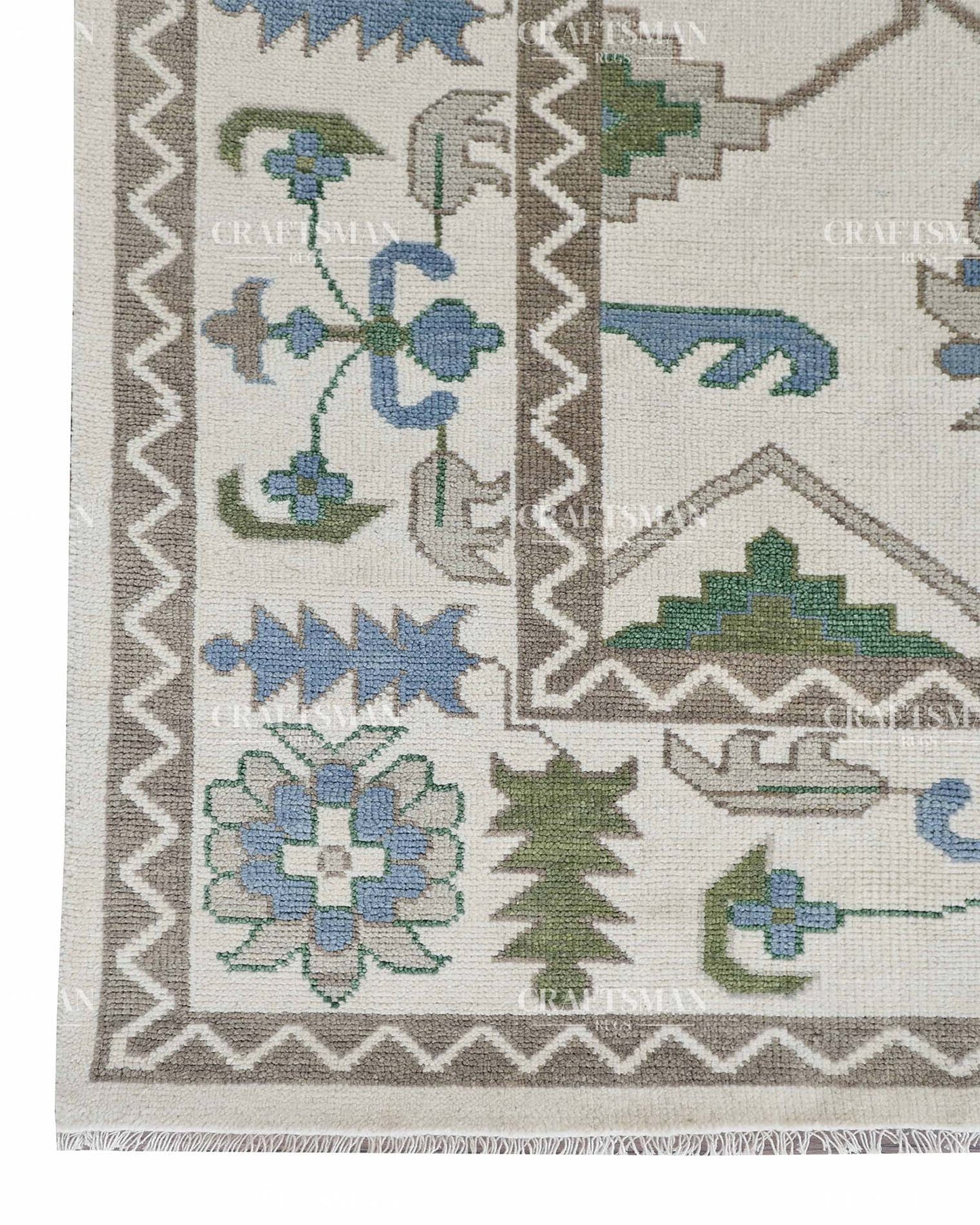 Veyrin Wool Hand-Knotted Oushak-Inspired Rug