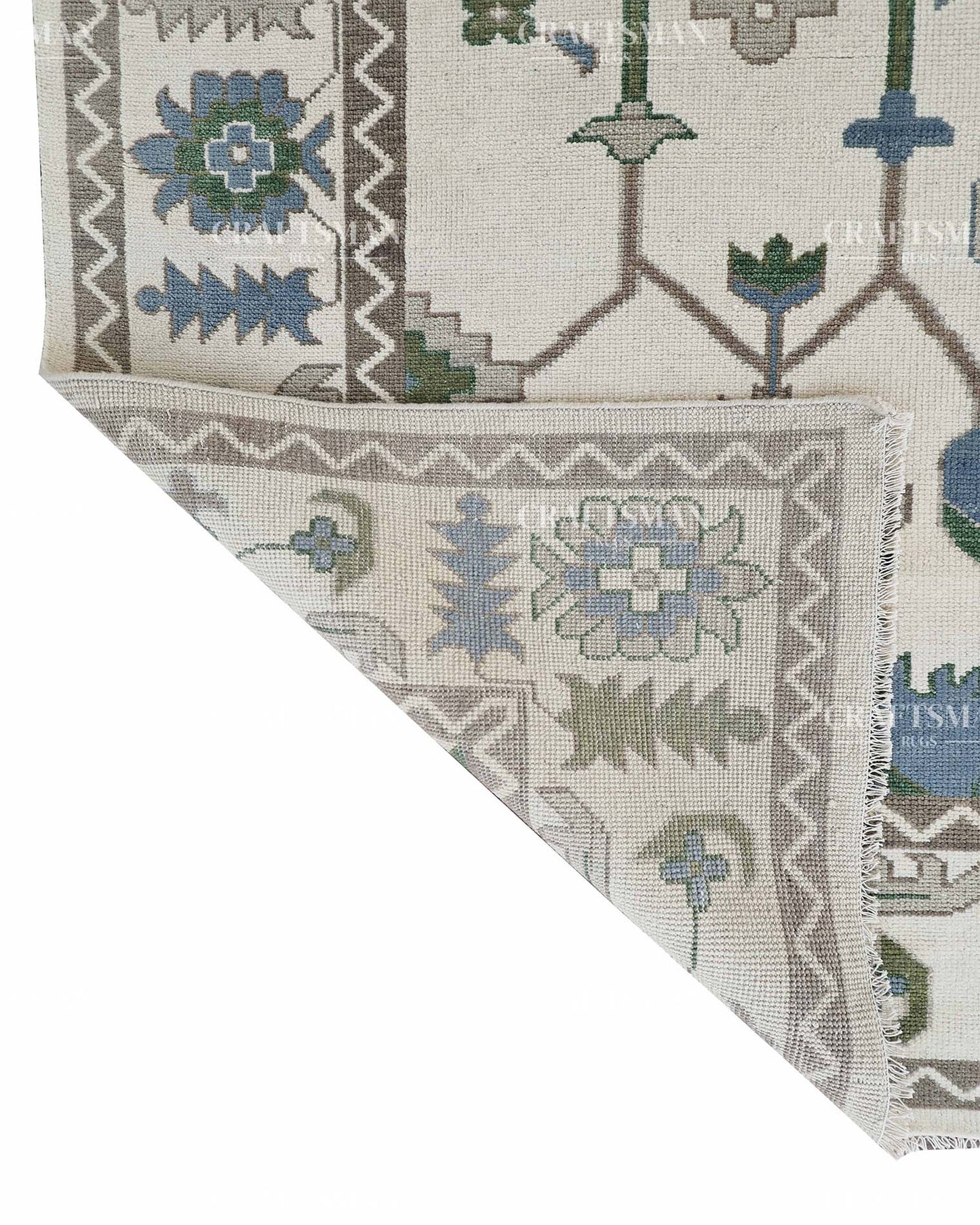 Veyrin Wool Hand-Knotted Oushak-Inspired Rug