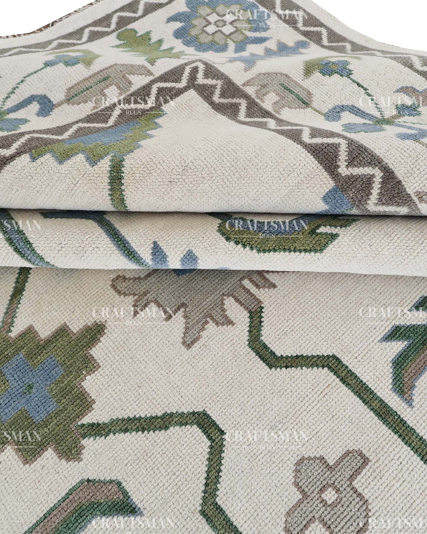 Veyrin Wool Hand-Knotted Oushak-Inspired Rug