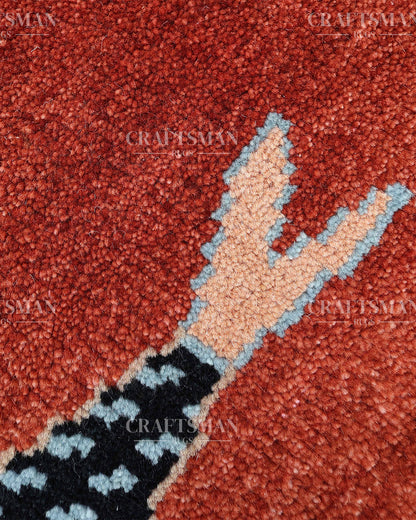 Hand Knotted Fish Runner Rug – Tribal Moroccan Wool Hallway Carpet | Vintage Boho Runner Rug