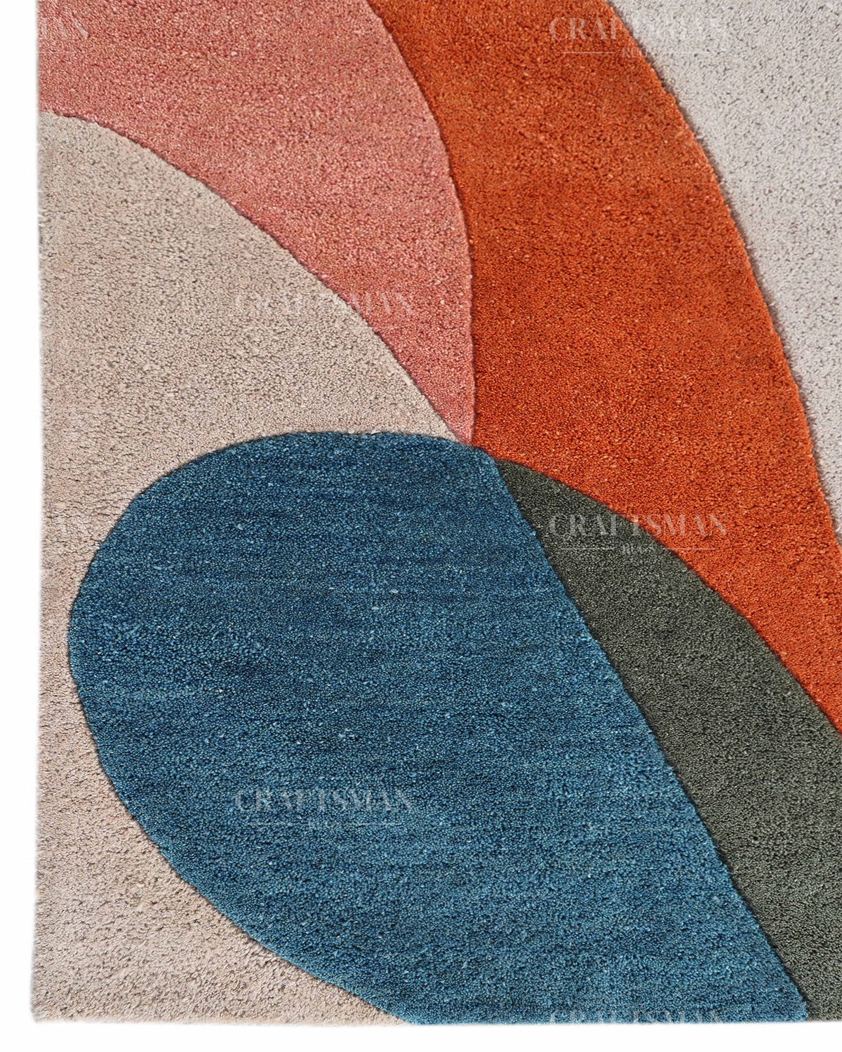 Modern Abstract Area Rug, Colorful Mid Century Modern Carpet, Teal Blue Rust Orange Mustard Yellow Pink Contemporary Living Room Rug