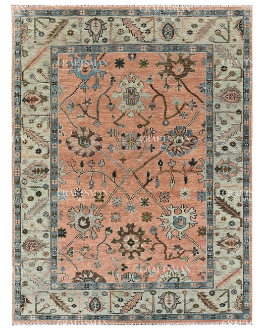 Dovrin Wool Hand-Knotted Oushak-Inspired Rug