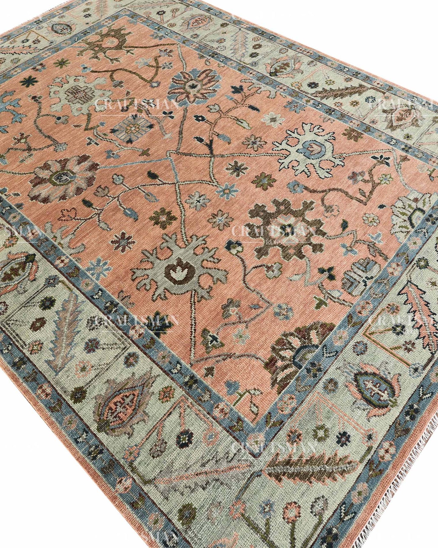 Dovrin Wool Hand-Knotted Oushak-Inspired Rug