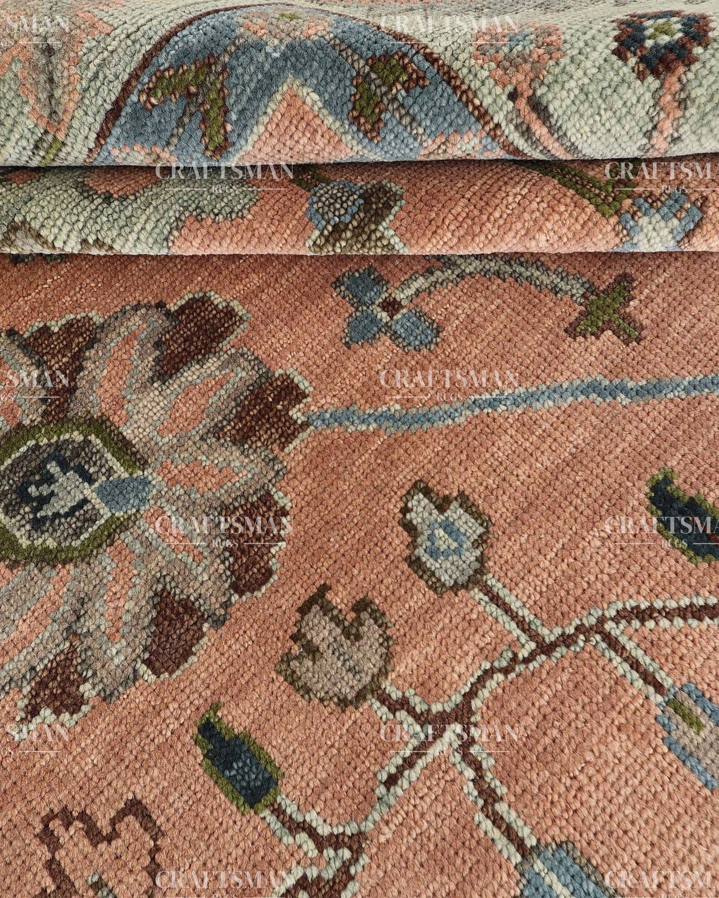 Dovrin Wool Hand-Knotted Oushak-Inspired Rug