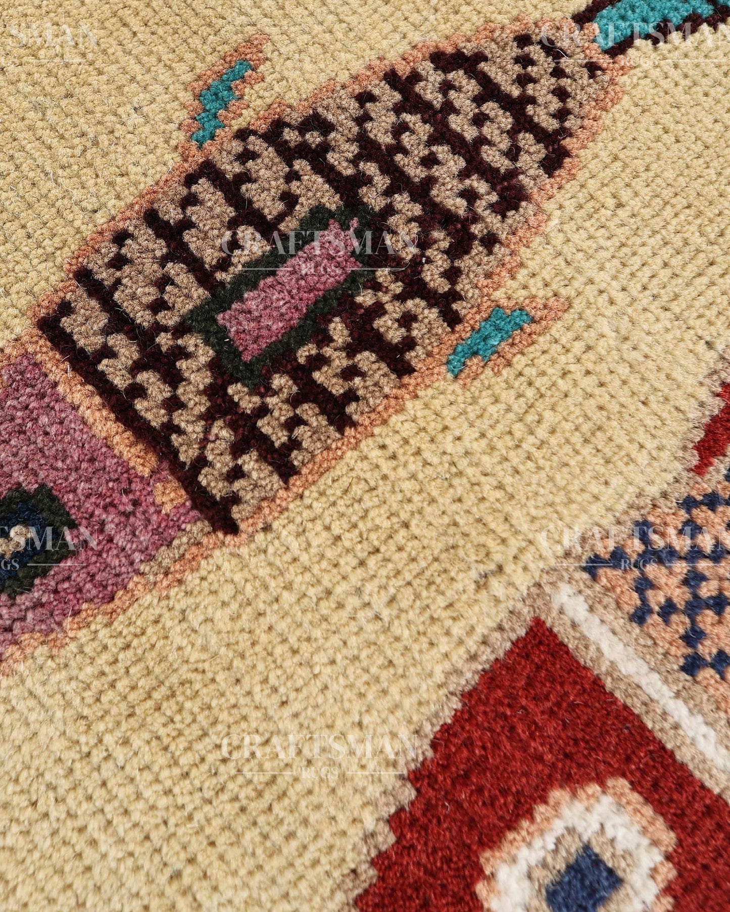 Ethnic Fish Design Runner Rug – Hand Knotted Wool Rug for Hallway Entryway
