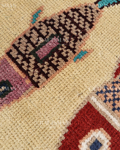 Ethnic Fish Design Runner Rug – Hand Knotted Wool Rug for Hallway Entryway
