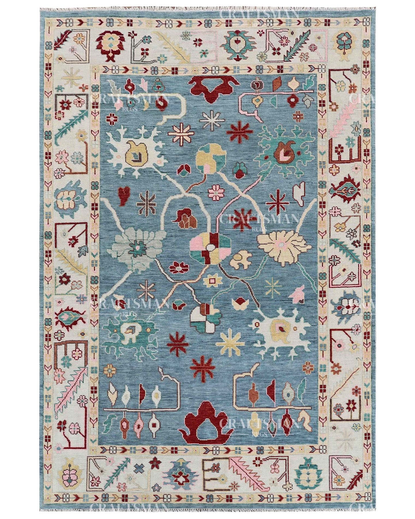 Envis Wool Hand-Knotted Oushak-Inspired Rug