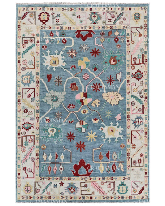 Envis Wool Hand-Knotted Oushak-Inspired Rug