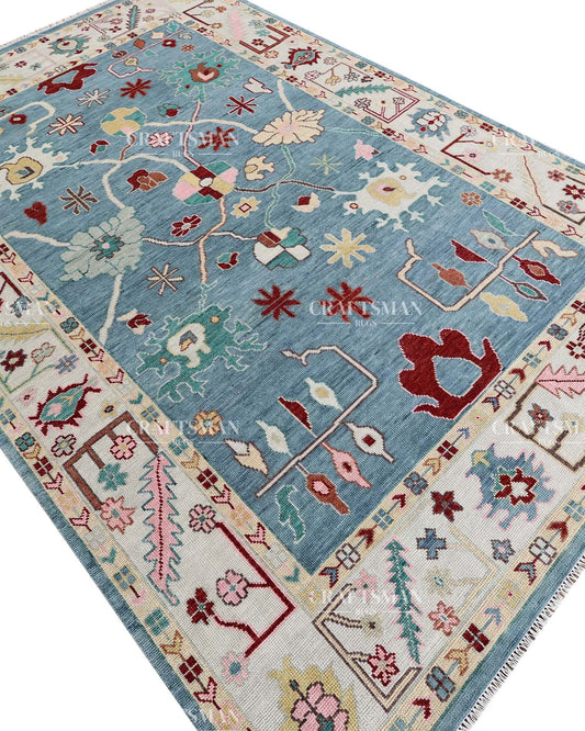 Envis Wool Hand-Knotted Oushak-Inspired Rug