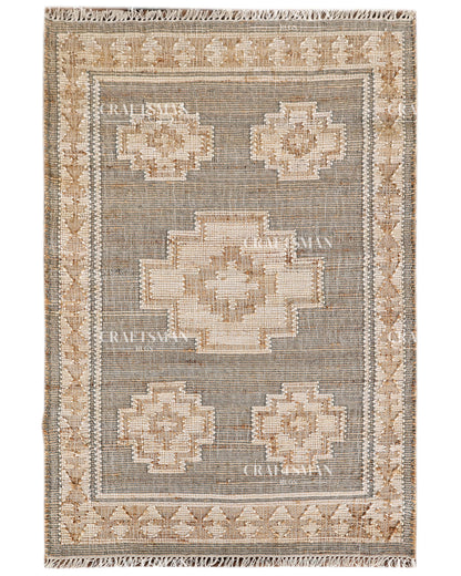 4x6 Handwoven Jute Area Rug – Natural Gray & Beige Boho Farmhouse Rug | Eco-Friendly Flatweave Rug | Ready to Ship
