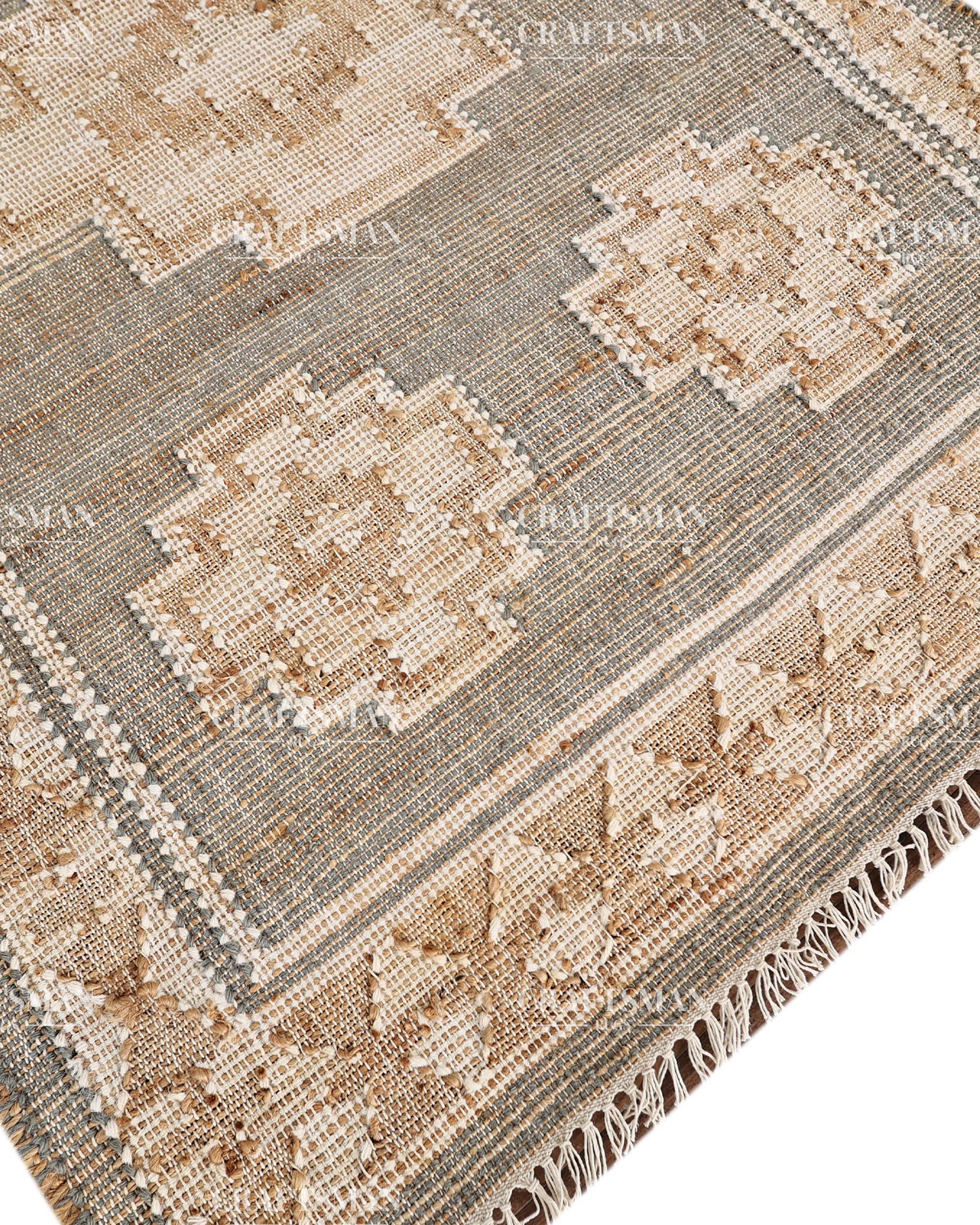 4x6 Handwoven Jute Area Rug – Natural Gray & Beige Boho Farmhouse Rug | Eco-Friendly Flatweave Rug | Ready to Ship
