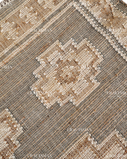 4x6 Handwoven Jute Area Rug – Natural Gray & Beige Boho Farmhouse Rug | Eco-Friendly Flatweave Rug | Ready to Ship