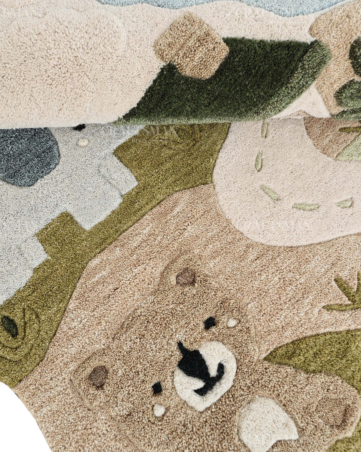 Kids Animal Safari Rug, Cute Jungle Nursery Area Rug, Handmade Tufted Animal Carpet for Baby Room, Woodland Kids Bedroom Rug