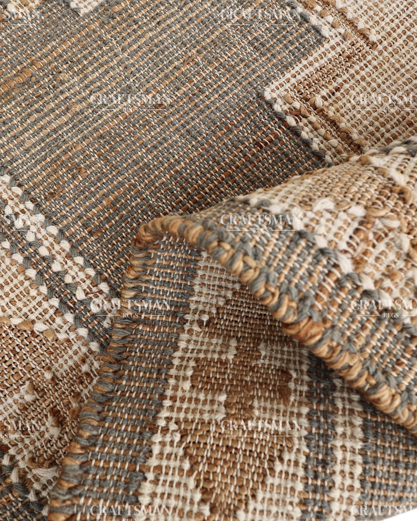 4x6 Handwoven Jute Area Rug – Natural Gray & Beige Boho Farmhouse Rug | Eco-Friendly Flatweave Rug | Ready to Ship