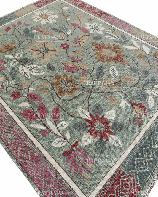 Morvis Wool Hand-Knotted Oushak-Inspired Rug