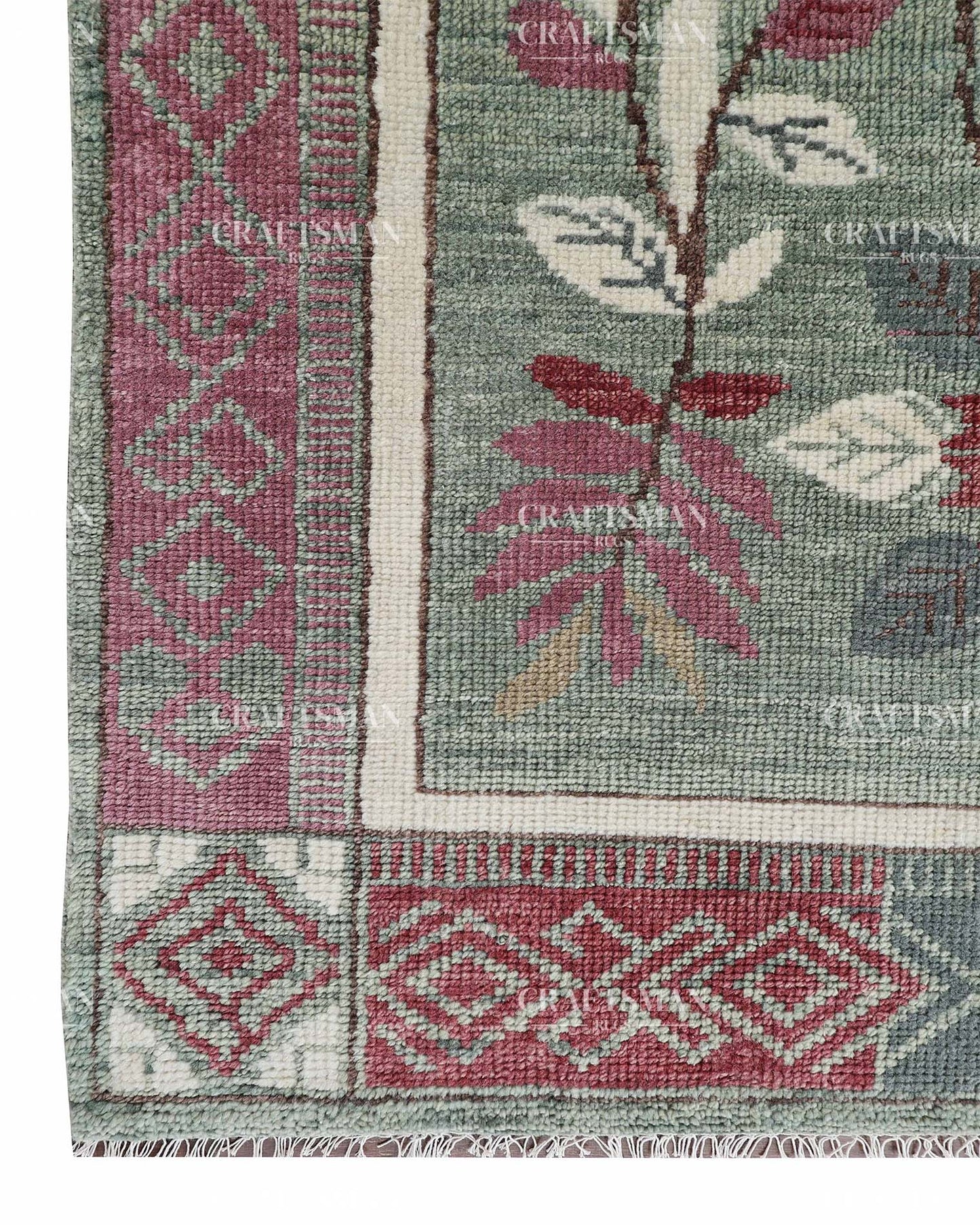 Morvis Wool Hand-Knotted Oushak-Inspired Rug