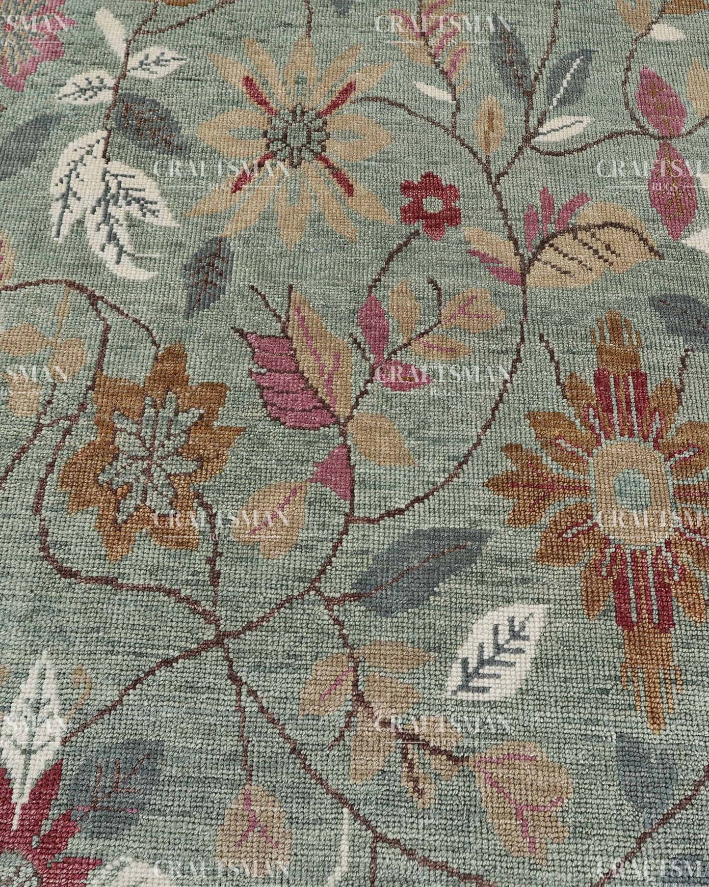 Morvis Wool Hand-Knotted Oushak-Inspired Rug