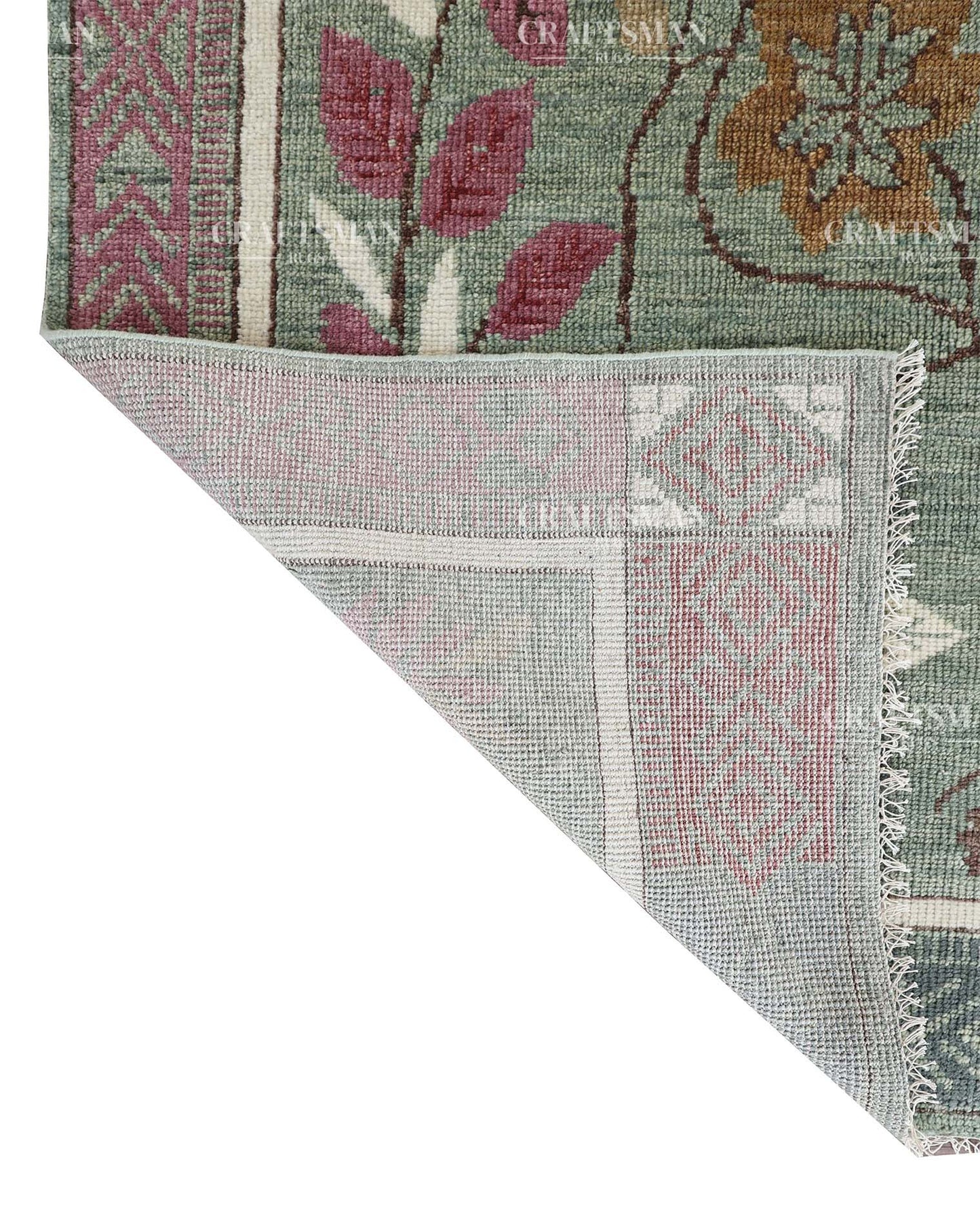 Morvis Wool Hand-Knotted Oushak-Inspired Rug