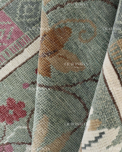 Morvis Wool Hand-Knotted Oushak-Inspired Rug