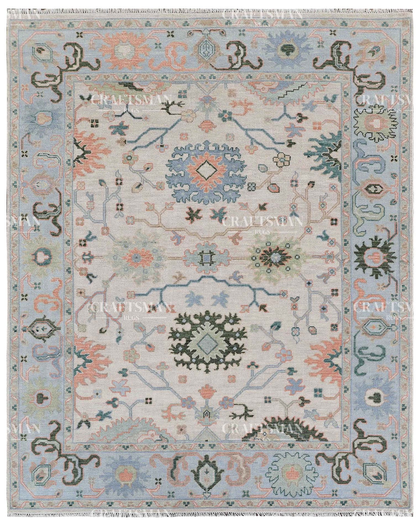 Tavis Wool Hand-Knotted Oushak-Inspired Rug