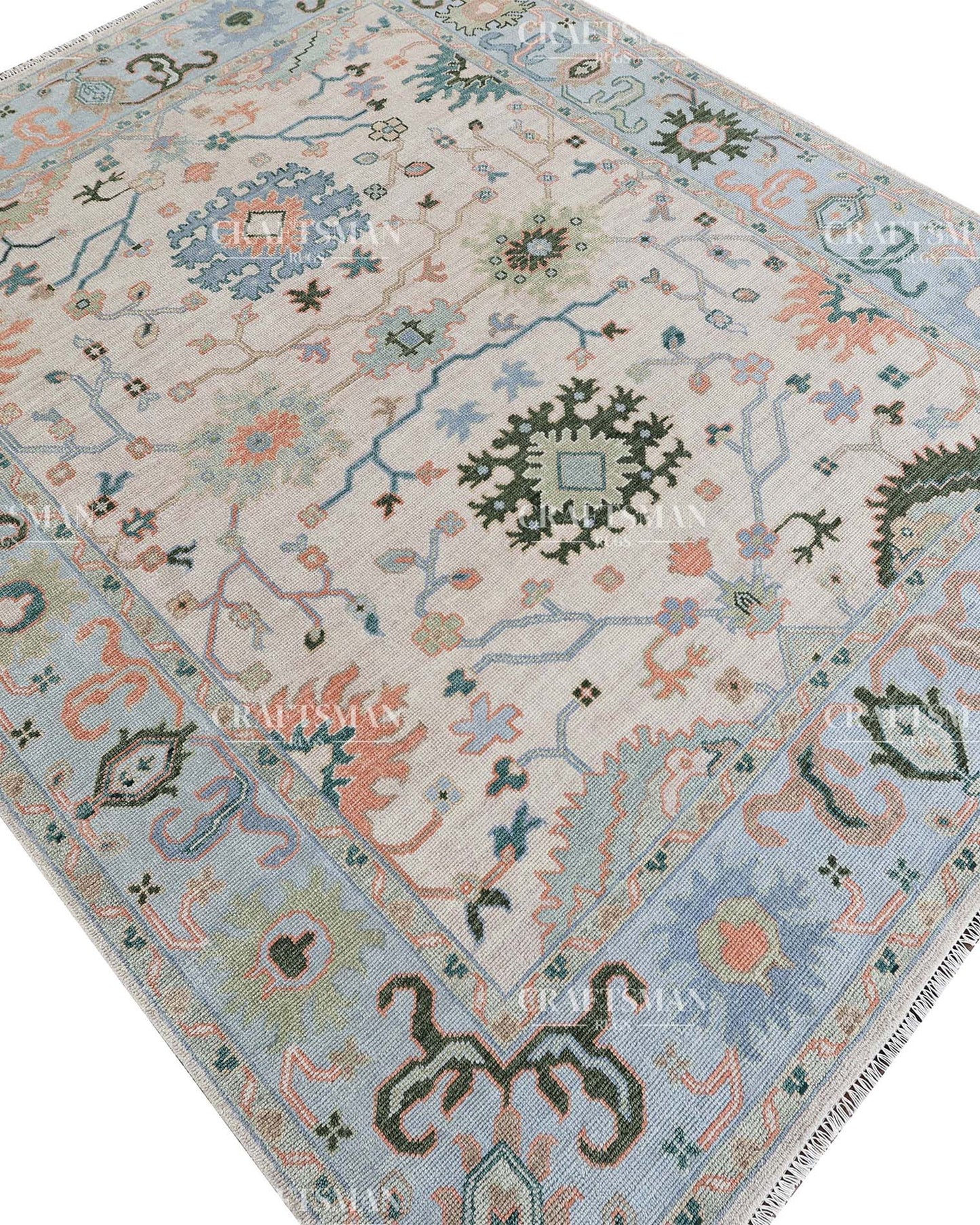 Tavis Wool Hand-Knotted Oushak-Inspired Rug