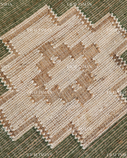 4x6 Handwoven Olive Green Jute Area Rug – Eco-Friendly Flatweave Rug | Geometric Boho Farmhouse Carpet | Ready to Ship