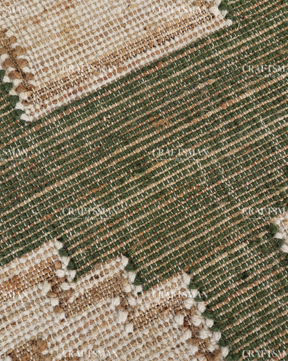 4x6 Handwoven Olive Green Jute Area Rug – Eco-Friendly Flatweave Rug | Geometric Boho Farmhouse Carpet | Ready to Ship