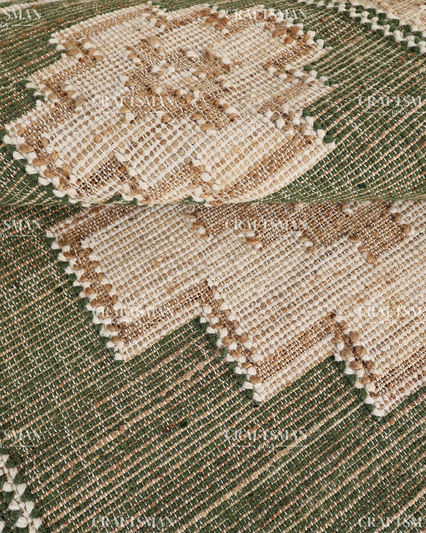 4x6 Handwoven Olive Green Jute Area Rug – Eco-Friendly Flatweave Rug | Geometric Boho Farmhouse Carpet | Ready to Ship