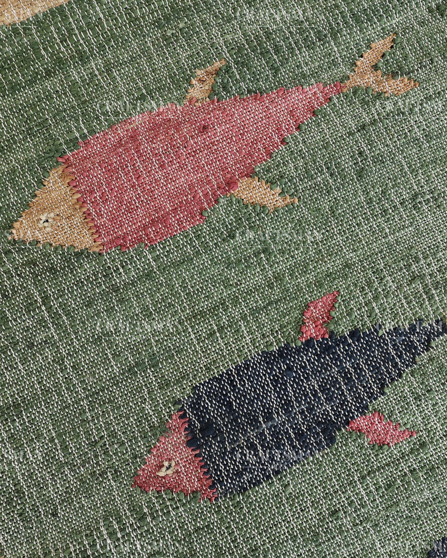 Handwoven Jute Fish Area Rug – Green Natural Jute Coastal Nautical Rug for Living Room, Bedroom & Entryway