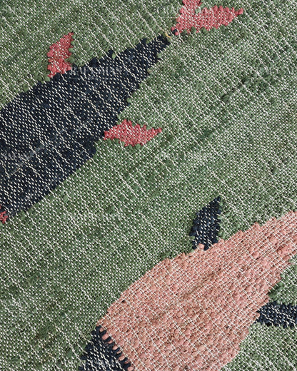 Handwoven Jute Fish Area Rug – Green Natural Jute Coastal Nautical Rug for Living Room, Bedroom & Entryway