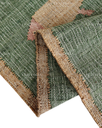 Handwoven Jute Fish Area Rug – Green Natural Jute Coastal Nautical Rug for Living Room, Bedroom & Entryway