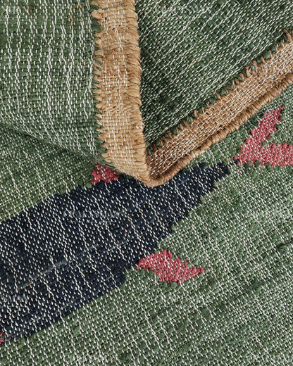 Handwoven Jute Fish Area Rug – Green Natural Jute Coastal Nautical Rug for Living Room, Bedroom & Entryway