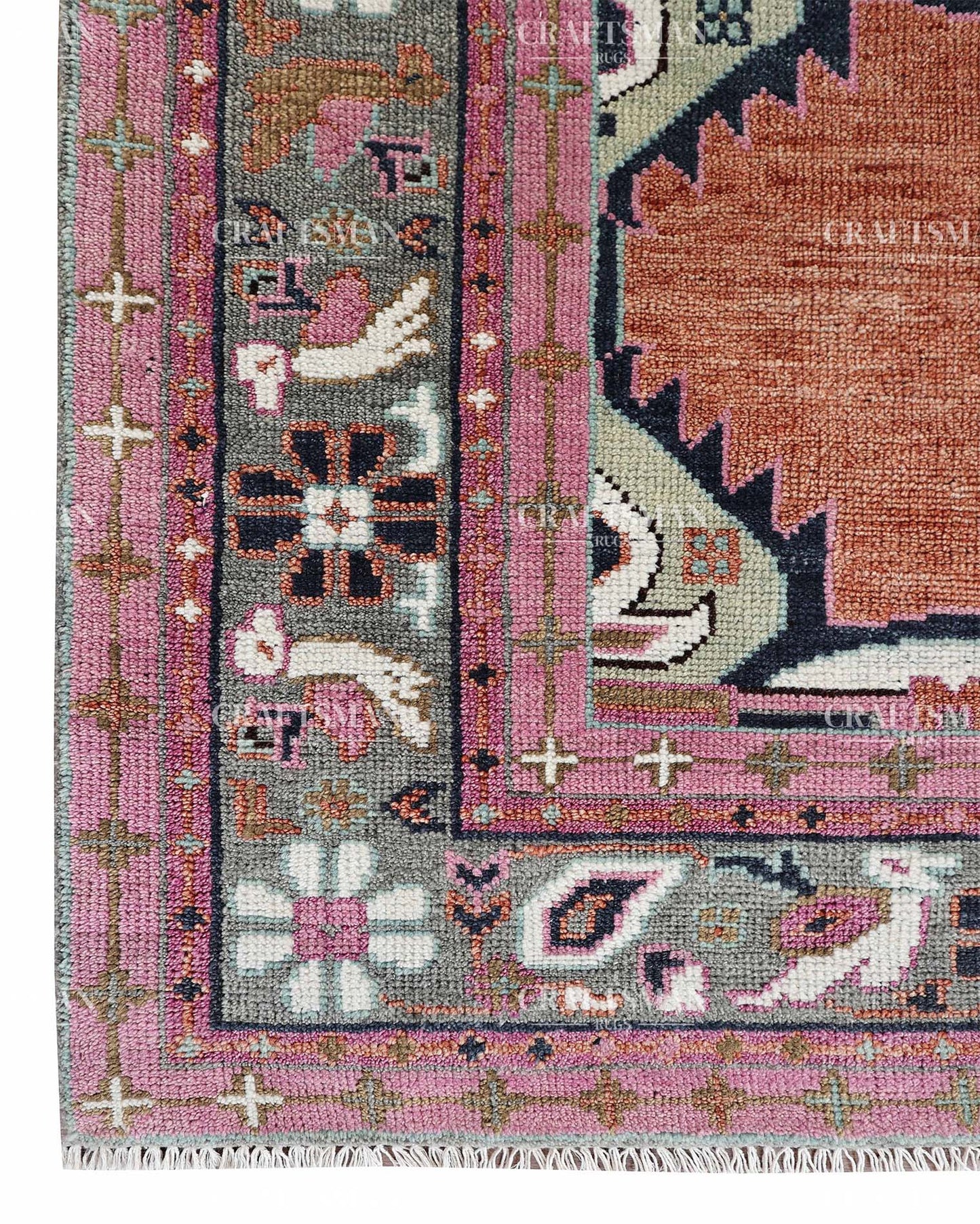 8x10 feet Wool Hand-Knotted Oushak-Inspired Rug | Craftsman Rugs Exclusive