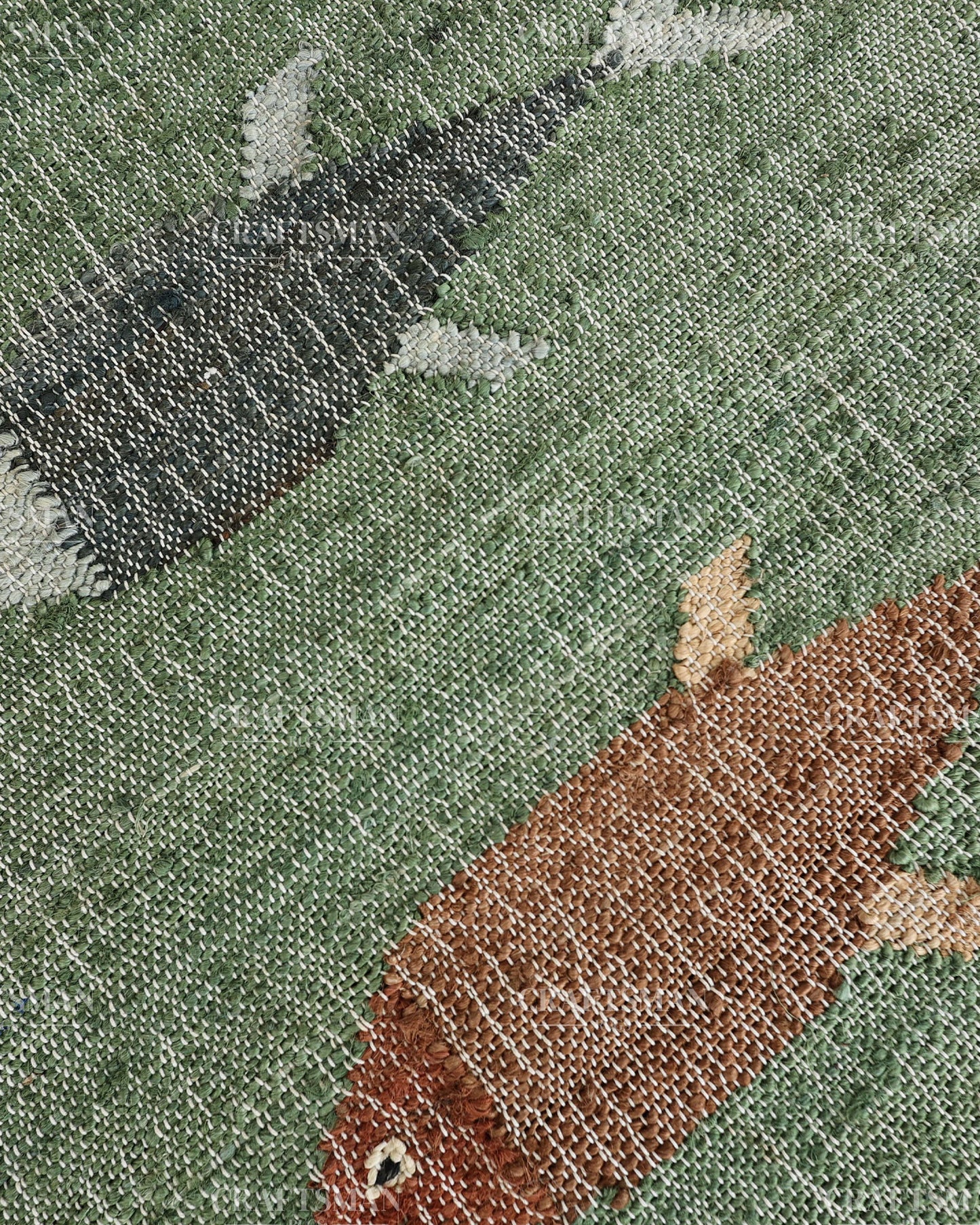 Handwoven Jute Fish Area Rug – Green Coastal Handmade Natural Fiber Rug for Living Room, Bedroom & Entryway