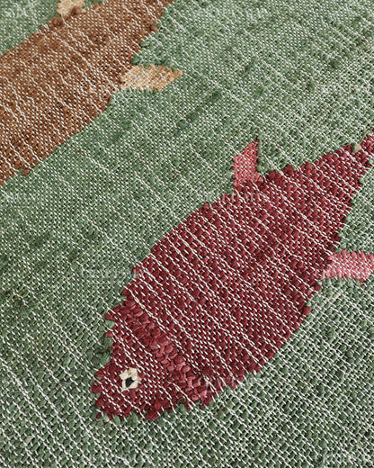 Handwoven Jute Fish Area Rug – Green Coastal Handmade Natural Fiber Rug for Living Room, Bedroom & Entryway