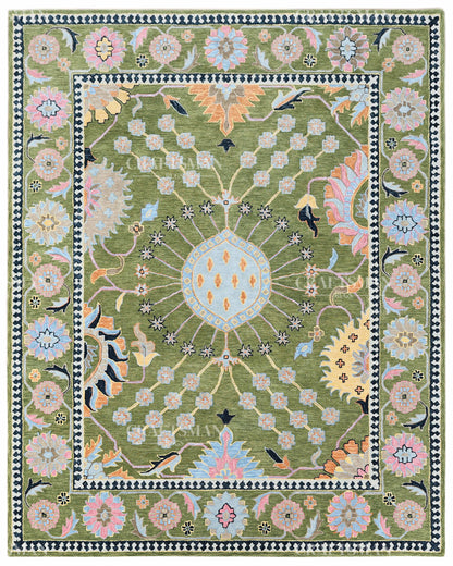 8x10 Feet Wool Hand-Tufted Rug | Vintage Floral Botanical Design | Craftsman Rugs Exclusive (Copy)